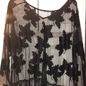 Sheer Black Floral Lace Blouse - Elegant Women's Top